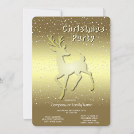 Invitación Golden Reindeer Snowy Holiday Party Invitation