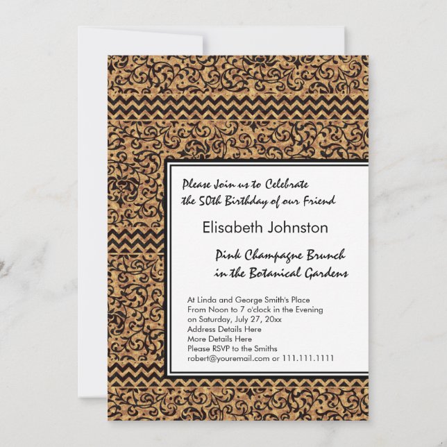 Invitación Golden Renaissance Tudor Gardens Damask Floral (Reverso)