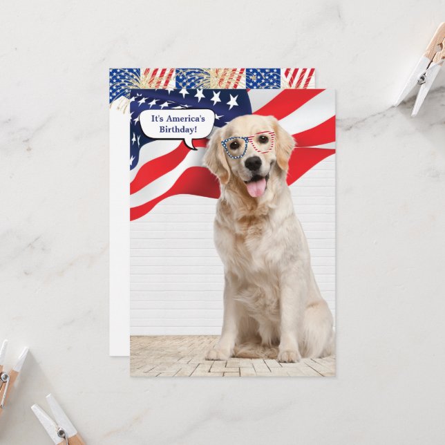 Invitación Golden Retriever 4 de julio (Anverso/Reverso In Situ)