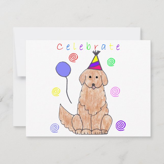 Invitación Golden Retriever celebra (Anverso)
