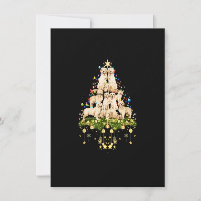 Invitación Golden Retriever Christmas Dog Tree Light Holiday  (Anverso)