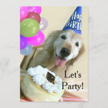 Golden retriever con cumpleaños de la torta y de