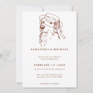 Invitación Golden Retriever con gorra de novias