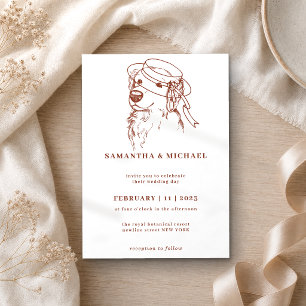 Invitación Golden Retriever con sombrero de novia