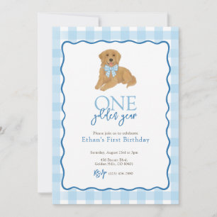 Invitación Golden Retriever One Golden Year First Birday