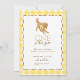 Invitación Golden Retriever One Golden Year First Birday