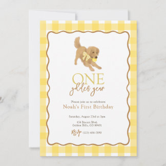 Invitación Golden Retriever One Golden Year First Birday