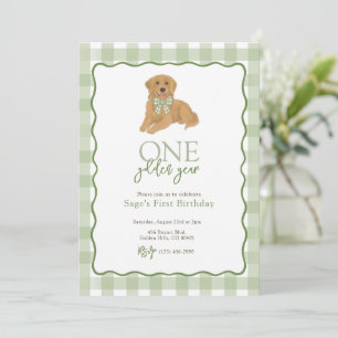 Invitación Golden Retriever One Golden Year First Birday
