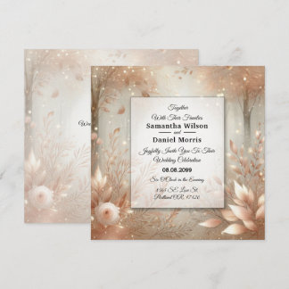 Invitación Golden Rosewood Enchanted Forest Wedding