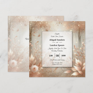 Invitación Golden Rosewood Enchanted Forest Wedding