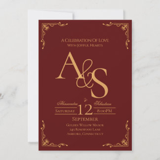 Invitación Golden Scarlet - Historia de Amor Dorado