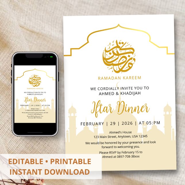 Invitación Golden Silhouette Mosque Ramadan Iftar Invitation (Subido por el creador)