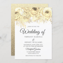 Invitación Golden Sparkle Floral Elegant Wedding