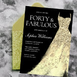 Invitación Golden Sparkle Vestido negro 40 Fiesta de cumpleañ<br><div class="desc">Golden Sparkle Dress Black 40th Birthday Party Invitaciones a la invitación y artículos coincidentes en nuestra tienda</div>