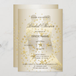 Invitación Golden Stars Bride And Groom Bridal Shower Party