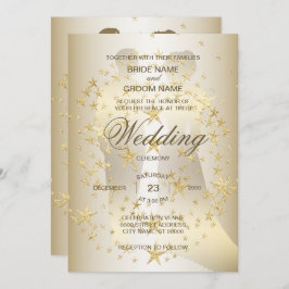 Invitación Golden Stars Bride And Groom Wedding