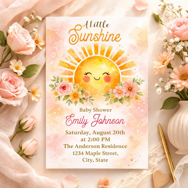 Invitación Golden Sunflower Floral Girl Design (Subido por el creador)