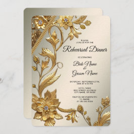 Invitación Golden Wavy deja la cena de ensayo floral