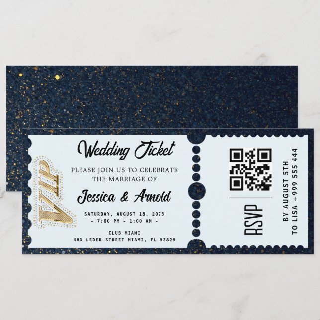 Invitación Golden wedding Party Ticket Invitation (Anverso / Reverso)