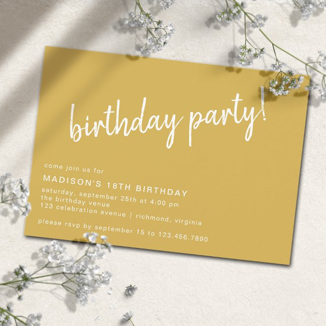 Invitación Golden Yellow Modern Casual Cualquier fiesta de cu (Subido por el creador)