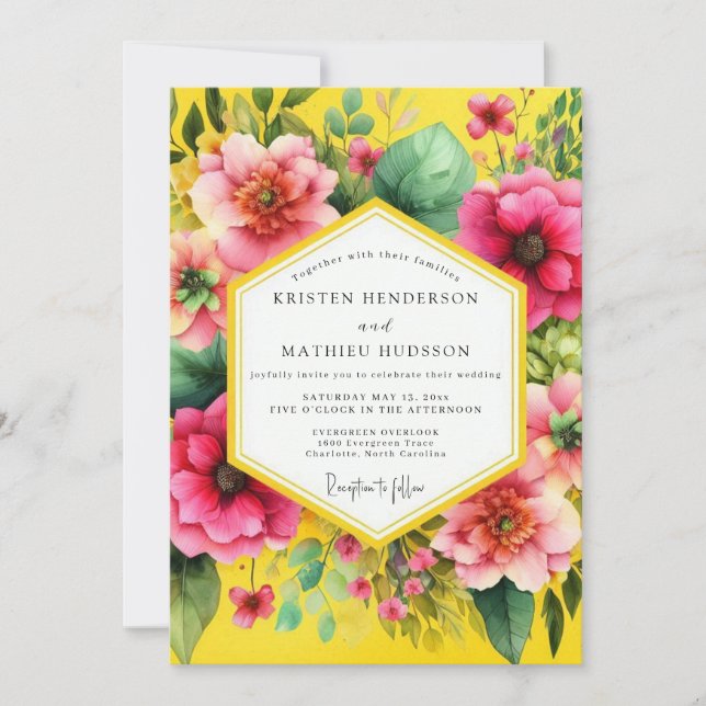 Invitación Golden Yellow Vibrant Bloom Wedding (Anverso)