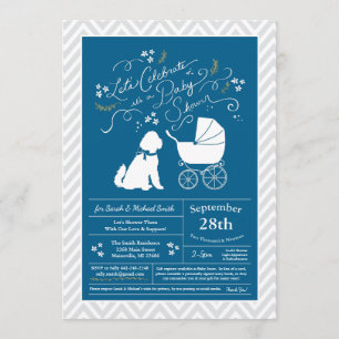 Invitación Goldendoodle Dog Baby Shower Blue Boy
