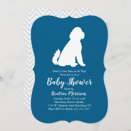 Invitación Goldendoodle Dog Baby Shower Blue Boy