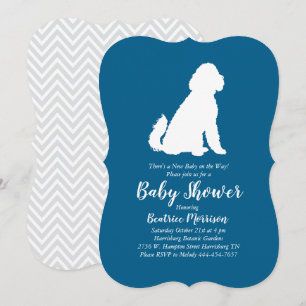 Invitación Goldendoodle Dog Baby Shower Blue Boy