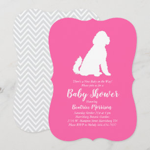 Invitación Goldendoodle Dog Chica rosa Baby Shower