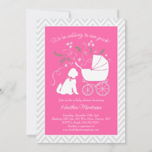 Invitación Goldendoodle Dog Chica rosa Baby Shower
