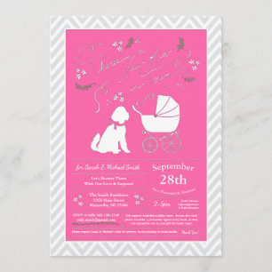 Invitación Goldendoodle Dog Chica rosa Baby Shower