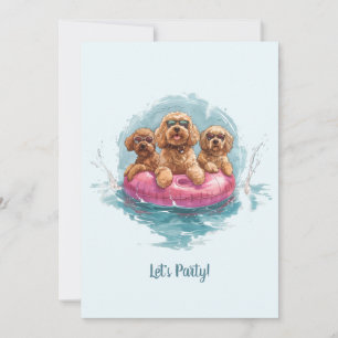 Invitación Goldendoodle Dogs Verano Pineapple Float