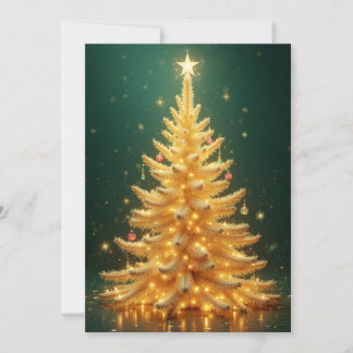 Invitación Goldener Weihnachtsbaum mit Ornamenten