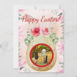 Invitación Golder Easter egg with photo