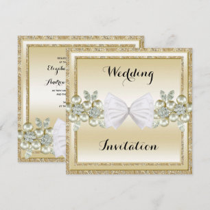 Invitación GoldSequins y boda floral del arco del purpurina