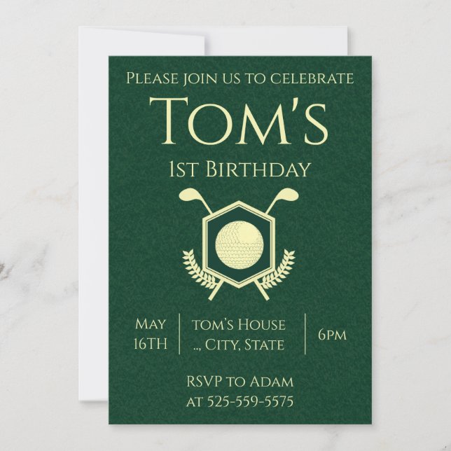 Invitación Golf 1º cumpleaños (Anverso)