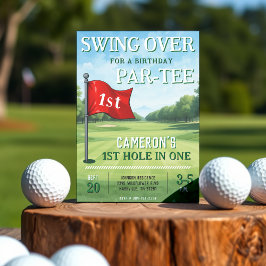 Invitación Golf 1er Cumpleaños Fiesta Agujero En Uno