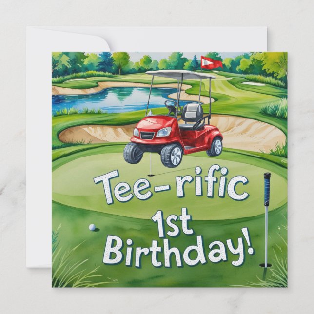 Invitación Golf 1er cumpleaños golfista Turning uno (Anverso)