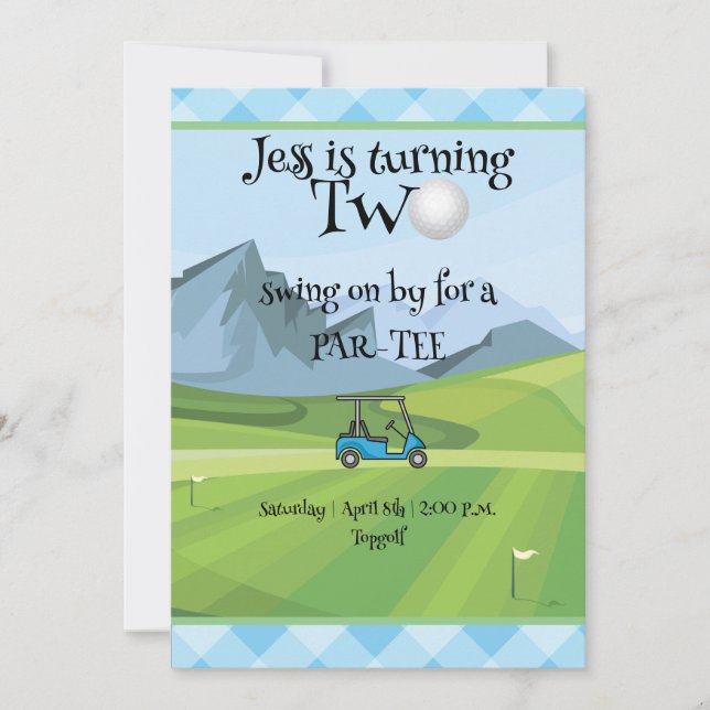 Invitación Golf 2.º cumpleaños (Anverso)