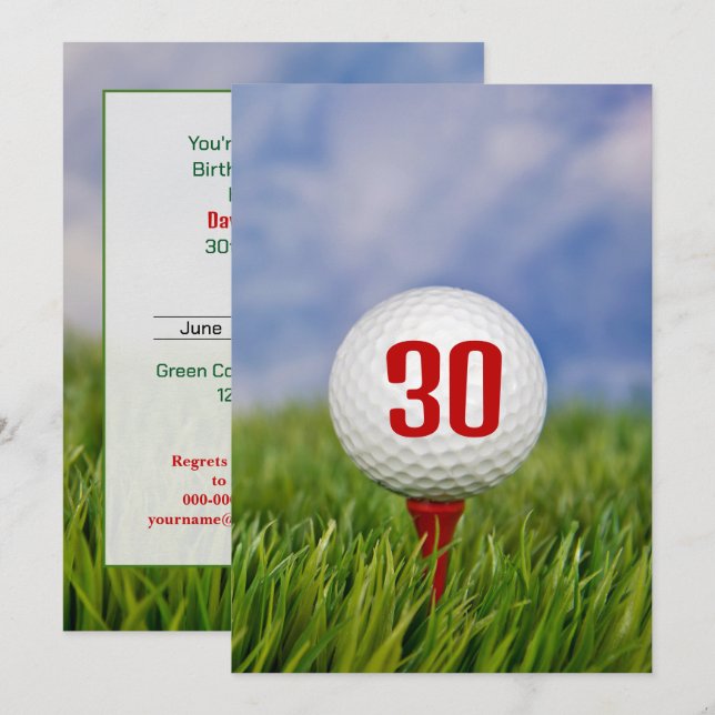 Invitación Golf 30.º Fiesta de cumpleaños (Anverso / Reverso)