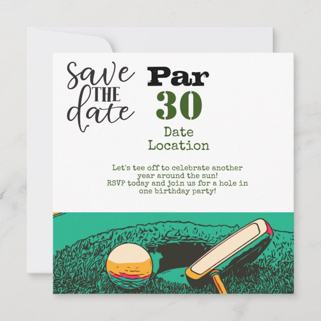 Invitación Golf 30.º fiesta de cumpleaños (Anverso)