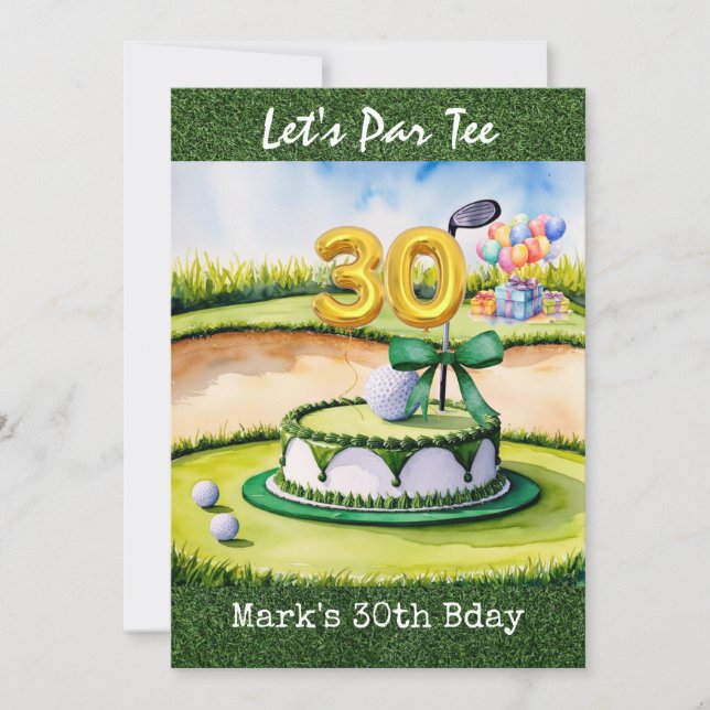 Invitación Golf 30 cumpleaños Par tee treinta fiestas (Anverso)