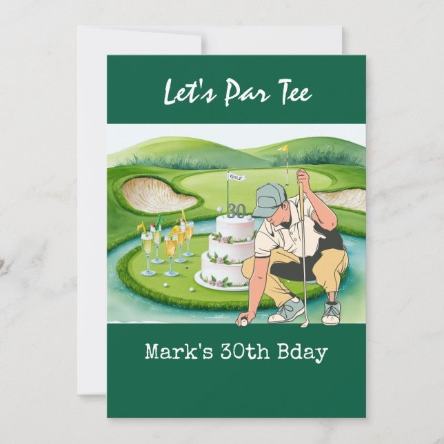 Invitación Golf 30 cumpleaños Par tee treinta fiestas (Anverso)