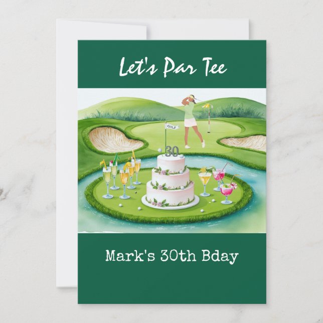 Invitación Golf 30 cumpleaños Par tee treinta fiestas (Anverso)