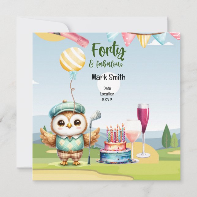 Invitación Golf 40 cumpleaños fiesta cumpleaños de golfista (Anverso)