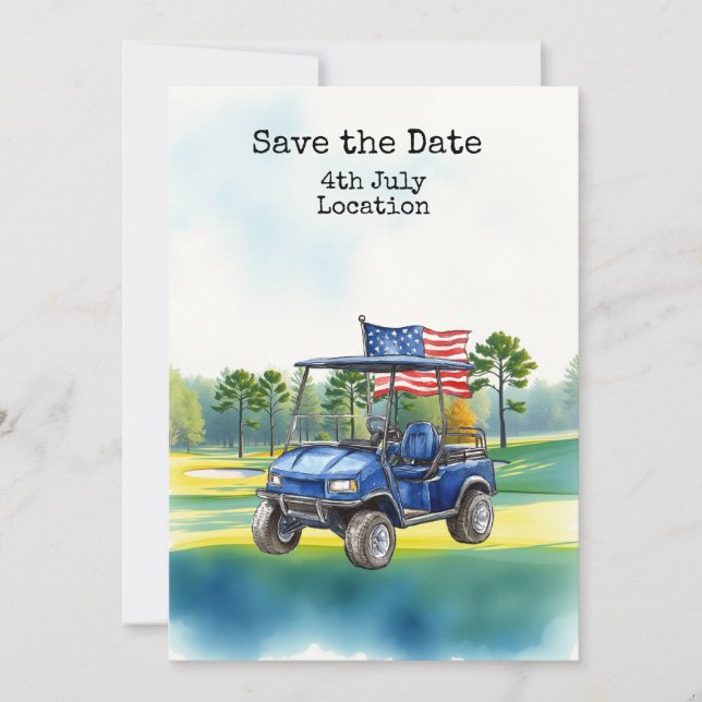 Invitación Golf  4th July Independence Day with Barbecue (Anverso)