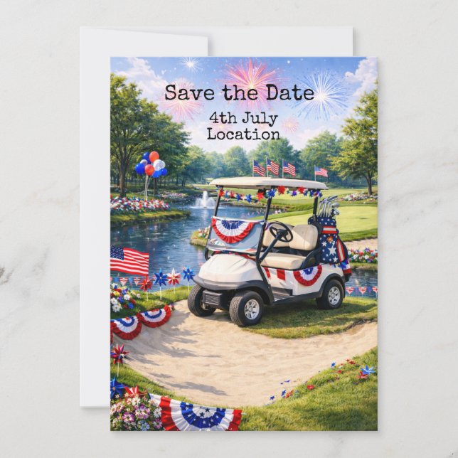 Invitación Golf  4th July Independence Day with Barbecue (Anverso)
