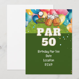Invitación Golf 50 cumpleaños con golf y cerveza