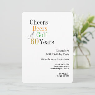 Invitación Golf 60.º Cumpleaños Cervezas Mínimas