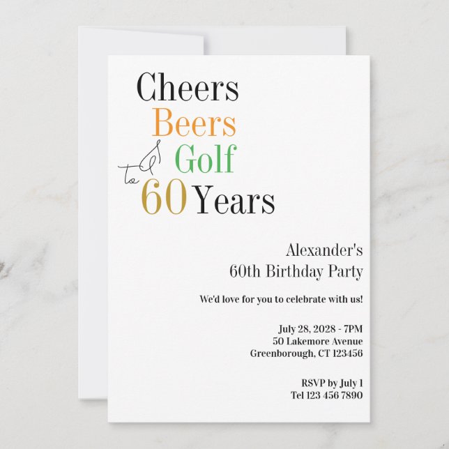 Invitación Golf 60 Alegres y Cervezas Mínimas (Anverso)
